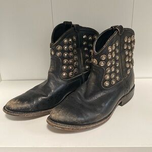 Frye Billy Mini Stud Pull On Distressed Boho Festival Cowboy Boots 8